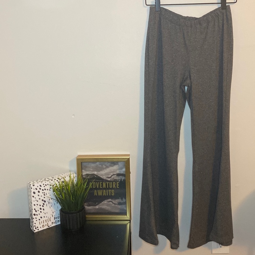 Gray Cotton Flare Pants
